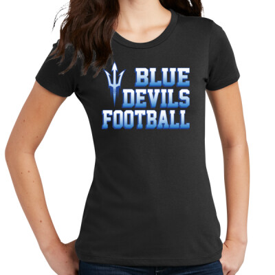 Woman's Blue Devils Football Black Tee Thumbnail