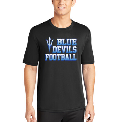 Adult Blue Devils Football Black Tee Thumbnail