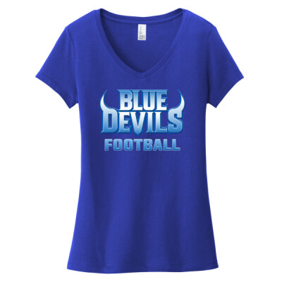 Women's Blue Devils Football Cotton V-neck T-shirt Thumbnail