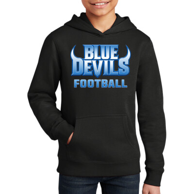 Youth Blue Devils Football Black Hoodie Thumbnail